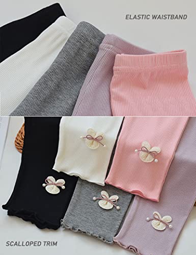 Kiench 5-Pack Girls' Capris Leggings Summer Thin Modal Cotton Kids 3/4 Tights4