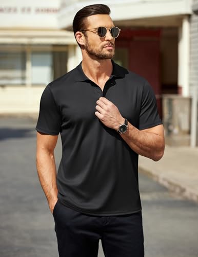 COOFANDY Men Polo Shirts Short Sleeve Quick Drying Athletic Collared Golf Shirts Moisture Wicking Tees3
