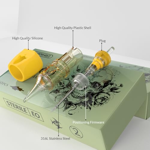 Image of Wormhole Tattoo Needles Rocket 5RS Needle Cartridge #12 Standard 5 Round Shader Tattoo Cartridge Needles 20PCS Disposable Finger Ledge Cartridges 3.5MM Taper for Tattoo Gun Tattoo Supplies 1205RS