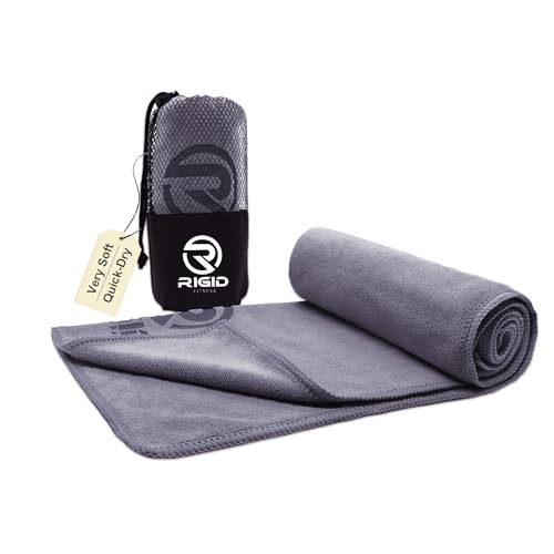 RIGID FITNESS Microfiber Gym Towel - Very Soft Feeling Towels Yoga Microfiber Cloth - Quick Dry & High Absorbent Sweat Towel for Gym & Outdoor - Small Face Towel - Thich 400gsm - 75x35cm (Grey)