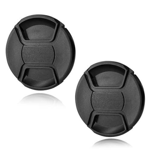 MEXRUMI 2 Pièces Cache Objectif,Cache Objectif 52Mm,Bouchon D'Objectif,Couvercle D'Objectif Caméra Frontale Encliquetable,Couvercle D'Objectif De Caméra,Livré Avec Petite Corde,Objectif De Caméra Pour