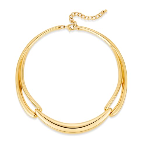 LILIE&WHITE Gold Hammer Collar Necklace Curved Bar Collar Necklaces For Women Trendy Statement Necklace Non Tarnish Fashion Jewelry Gift - Main Image