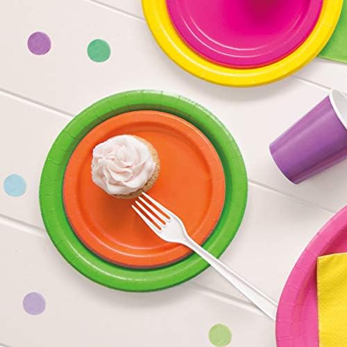 Miniatura 5 de Platos llanos redondos de papel verde lima, 9 pulgadas (paquete de 16), platos elegantes y duraderos para fiestas, bodas y eventos