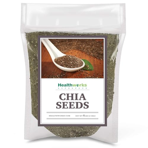 Healthworks Superfoods Raw Chia Seeds - 96 Oz / 6 Lbs - Premium & All-Natural - Contains Omega 3, Fiber & Protein - Great with Shakes, Smoothies & Oatmeal