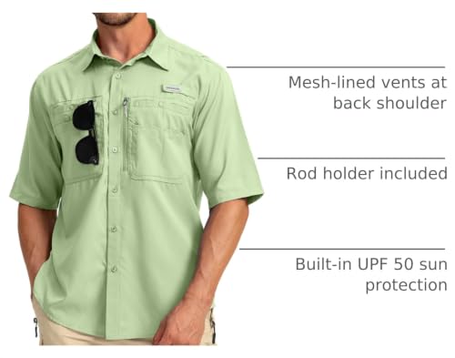 Image of G Gradual Men's Fishing Shirts with Zipper Pockets UPF 50+ Lightweight Cool Short Sleeve Button Down Shirts for Men Hiking