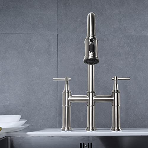 Robinets de cuisine double commande avec grand bec col de cygne mobile