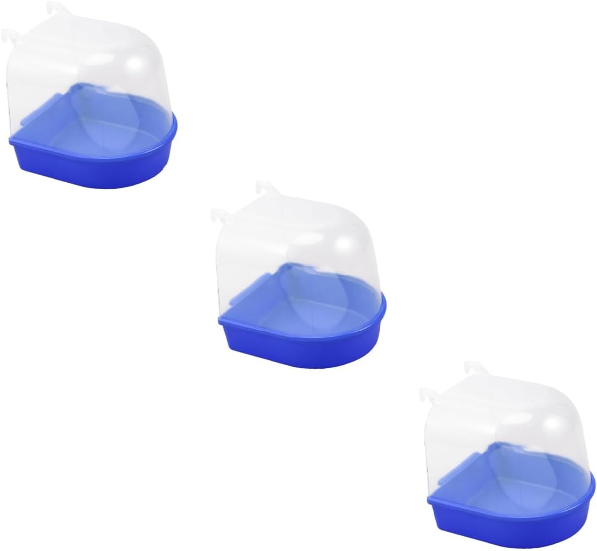 BESPORTBLE 3pcs Caged Bird Bath for Small Birds Covered Parrot Bathing Tub Blue Bath Cage for Canary Parakeet Easy to Install and Clean Style