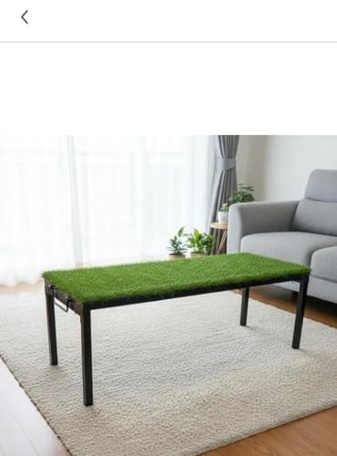 Image of Metal Bench with Artificial Grass Top, Heavy Duty Steel Seating Bench for Garden, Balcony, Terrace, Outdoor, Indoor, Lawn, Patio, Waiting Area, Home & Commercial Use, Green