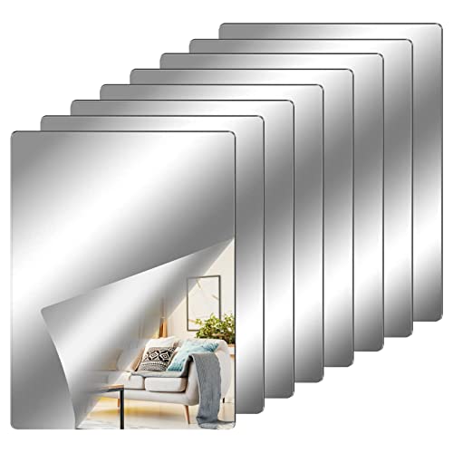 ZOOQUE Miroir Mural Autocollant 8 Pièces Miroir Stickers Miroirs Muraux Adhesif Miroir Salon Decoratif Miroir Acrylique pour La Maison Décorations Murales (15x20cm)