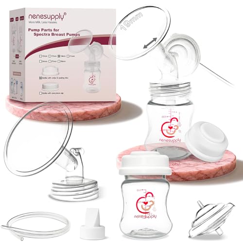 Image of Nenesupply Pump Parts Compatible with Spectra S2 S1 9 Plus Breast Pump to Replace Spectra Pump Parts S2 Accessories Flange 19mm Duckbill Valve Tubing Bottles Backflow Protector