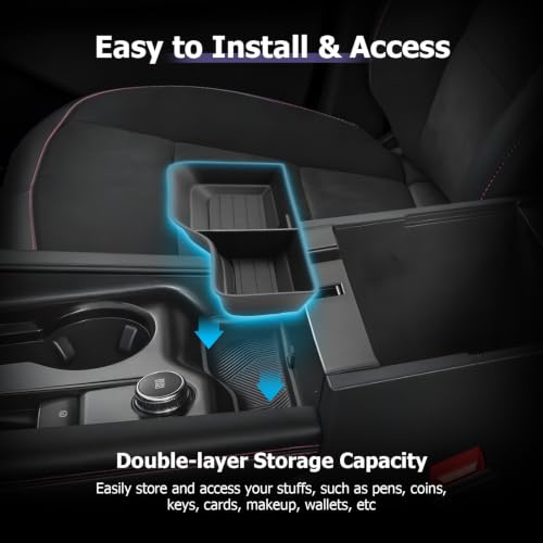 Image of LUWU 2025 2026 Explorer Center Console Organizer Compatible with Ford Explorer 2025 2026 Accessories Front Armrest Console Storage Box Insert Tray Silicone Material Black Coin Container