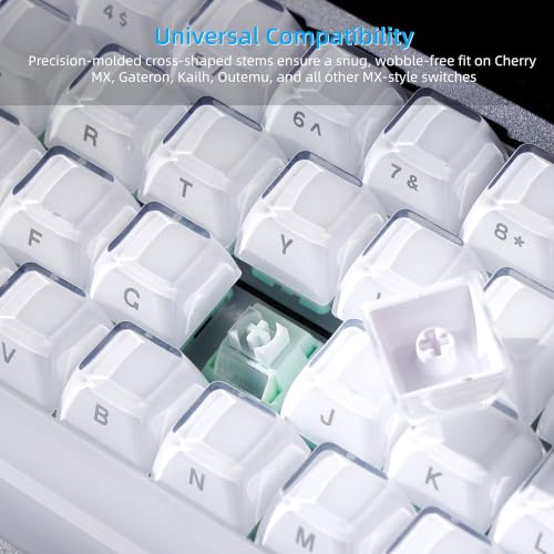 Image of Womier Jelly Keycaps 2.0, Shine Through Keycaps for Mechanical Keyboard | Thick PC+ABS Crystal Clear Keycaps, ASA Profile Custom Key caps, Durable Anti-Yellowing, for Gaming & Office (White)
