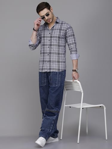 Image of Majestic Man Men's Comfort Slim Fit Pure Cotton Opaque Checked Casual Shirt