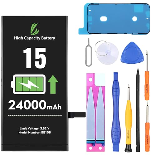 LL TRADER Battery for iPhone 15 24000 mAh High Capacity Replacement Battery for iPhone 15(A2846A3089A3092A3090) with Full Set Repair Tool Kit for USA