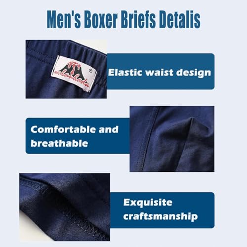 Men's Big and Tall Boxer Briefs Cotton Comfortbale Soft Breathable Men Underwear for Big Men Boxer Briefs4