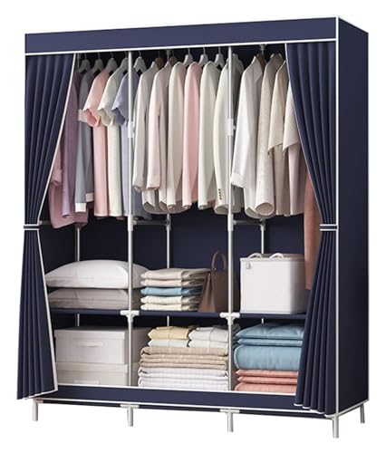 Armario portátil de lona y organizador de almacenamiento de ropa en color azul