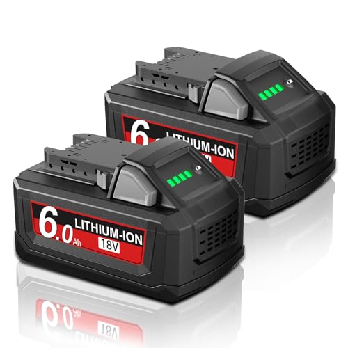 Image of 2Pack 6.0Ah Replacement for Milwaukee m18 Battery 18 Volt Lithium Battery 18V Compatible with 48-11-1810 48-11-1820 48-11-1840 48-11-1850 48-11-1828 48-11-1860 Cordless Power Tools