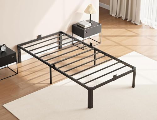 Image of Twin Metal Bed Frame 14 Inch, Heavy Duty Platform, No Box Spring Needed