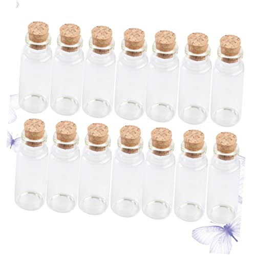 HOLIDYOYO 20piezas Minibotellas De Vidrio Corcho Tarro De Portátil Para Fiestas y Oficina