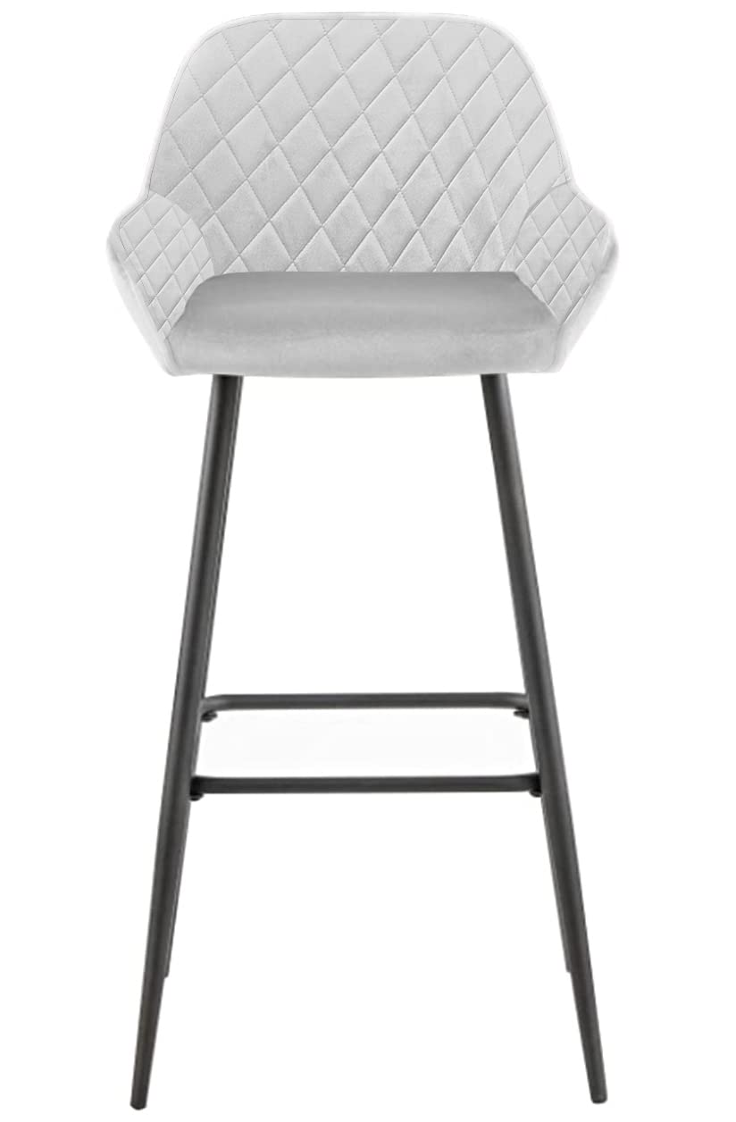 Angela - Modern High Chair Pub Coffee Chair Kitchen Dining and Office Counter Chair (Light Grey)