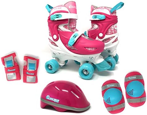 CHICAGO Skates Girls Quad Roller Skates Combo with Protective Gear - Pink/White