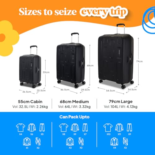 Image of American Tourister Ivy 2.0 | Large Size Check-in Trolley Bag (79 cm) | 360 8 Wheel Travel Luggage | Hard Case Polypropylene (PP) Suitcase | Combination Lock | Black
