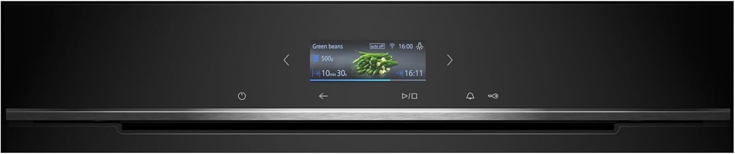 Siemens HB734G1B1 oven display showing cooking progress