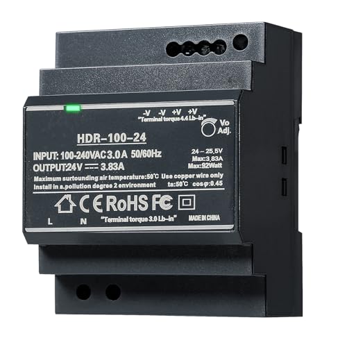 Image of Jadeshay DIN Rail Power Supply, 100W 24VDC 3.83A Switching Power Supply with Overload Protection and Stable DC Output (HDR-100-24)