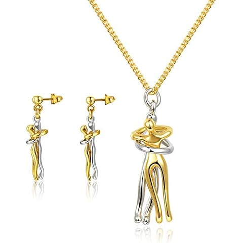 XINAOBAOLUO Couple Hug Necklace Pendant Simple Affectionate Snuggle Hugging Necklace Valentine's Day Gift for Women Lover Cover