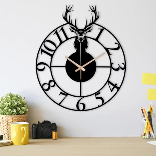 Image of Stylish Metal Analog Wall Clock for Living Room, Bedroom, Office, Kitchen, Home and Hall | Antique Fancy Big Size Modern Wall Watch for Home Decor (DA-180, 50CM)