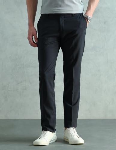 Image of Arrow Men's Tapered fit Textured Trousers