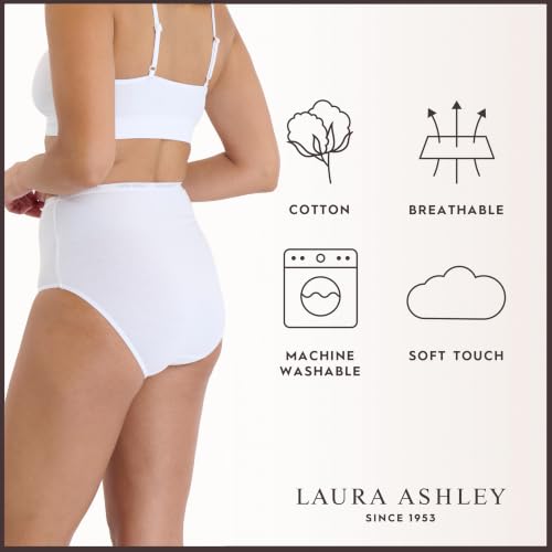 Image of Laura Ashley Women's Cotton Brief Underwear Set, High-Waisted Panties for Women, 5-Pack
