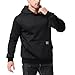 TerraFleet Men's Fashion Hoodie Fleece Warm Sweatshirt | Fleece-Lined Thickened Pullover with Button Hood Versatile for Daily Leisure(Black,XL)