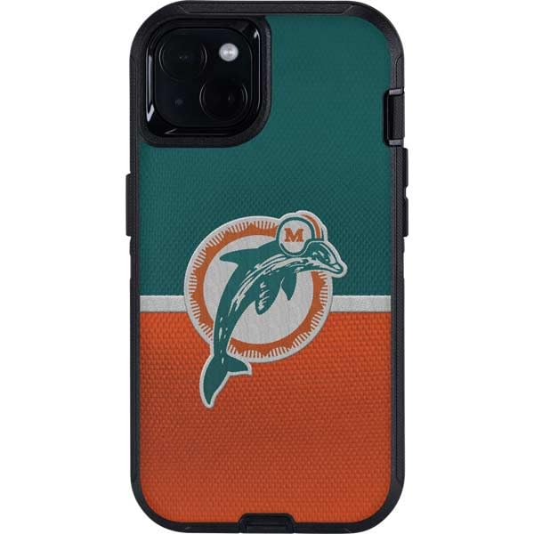 Skinit Decal Phone Skin Compatible with OtterBox Defender iPhone 14 Plus - Officially Licensed NFL Miami Dolphins Vintage Design
