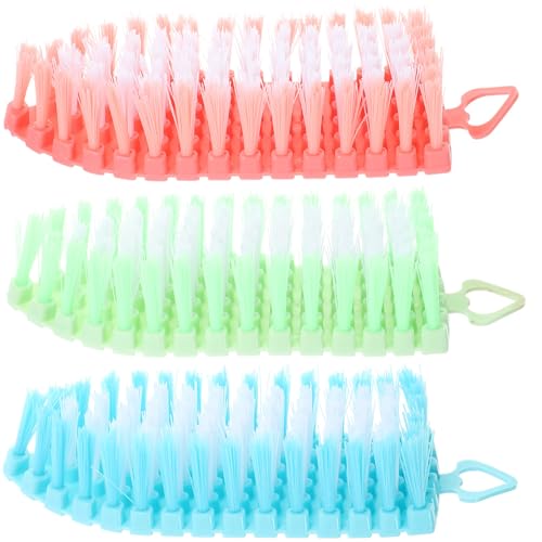 CLISPEED Cepillo Limpiador de Uñas 3 Piezas de Plástico Multiusos Mango Cómodo para Limpieza de Uñas, Zapatos y Espacios Difíciles Hogar