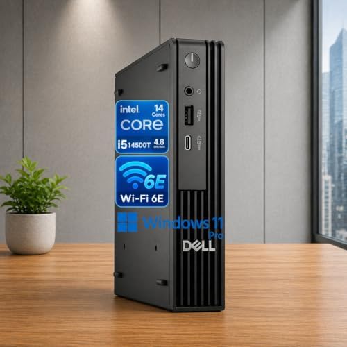 Dell Pro Micro QCM1250 Mini Desktop (New OptiPlex), 14th Gen i5-14500T (14 Cores, Up to 4.8GHz), 16GB DDR5, 512GB PCIe SSD, HDMI+DP Dual Monitor Support, USB-C, Wi-Fi 6E, Windows 11 Pro