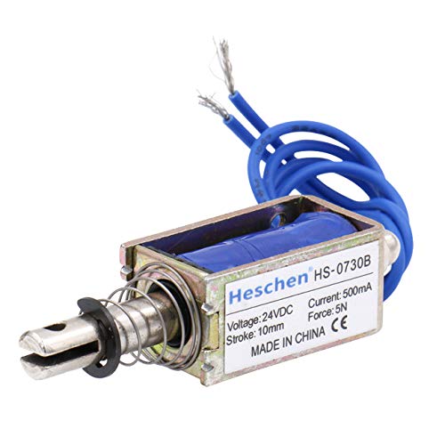 Heschen Electroimán solenoide HS-0730B DC24V 500mA 5N 10mm Carrera Tipo Push Pull Marco abierto