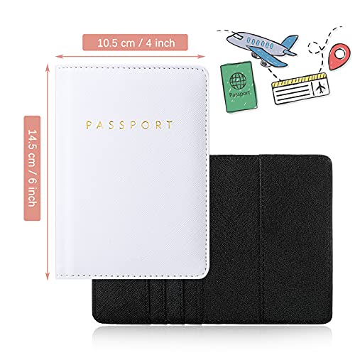 2 Pieces Passport Covers And 2 Pieces Luggage Tags, Passport Holder Travel Suitcase Tag (White, Black) #TOP1