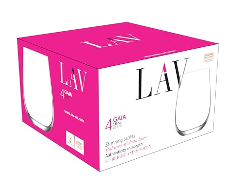 LAV Stemless Red & White Wine Glasses Tumbler Set of 6 - Drinking Glassware for Water Champagne Martini Mimosa Prosecco Cocktail Sangria - Short 16 oz No Stem Glasses Dishwasher Safe - Image 6