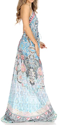 Image of Sakkas Lizi Womens Maxi High-Low Halter Handkerchief Long Dress Beach Party