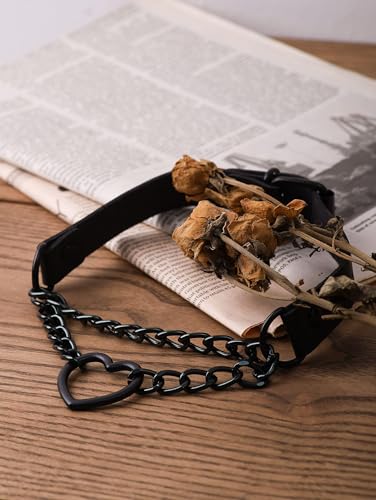 Hanary Gothic-Herz-Kette, Choker-Halskette, PU-Leder, Gothic-Punk-Grunge-Emo-Halskette, Halloween-Weihnachtsschmuck, Geschenk für Damen, Herren, M, Edelstahl, Kein Edelstein