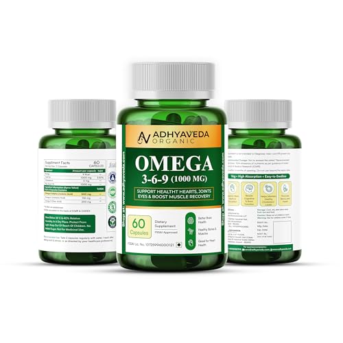 Image of Omega 3-6-9 1000mg Capsules With Plant-Based ALA, EPA & DHA | Supports Heart, Brain, Joint, Skin & Muscle Recovery | Non-GMO | 60 Capsules