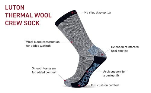 Wolverine Men's Luton Thermal Crew Socks-2 Pairs-Warm Wool Blend Cushioned Comfort4