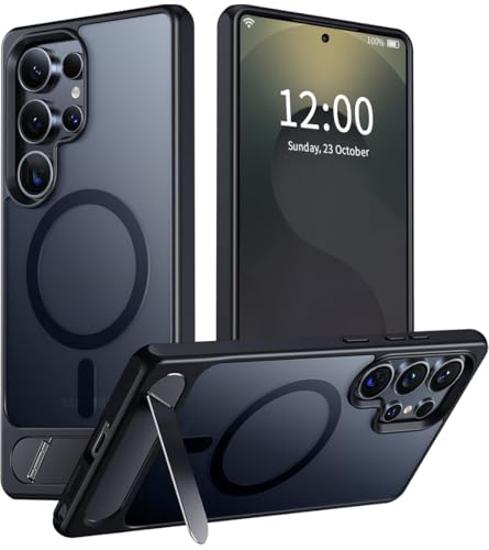 Eligo for Samsung S25 Ultra Case Compatible with MagSafe Magnetic Cover with Invisible Stand Shockproof Protection Phone Shell Matte Kickstand Slim Thin Back Cases for Galaxy S25 Ultra 5G (Black)