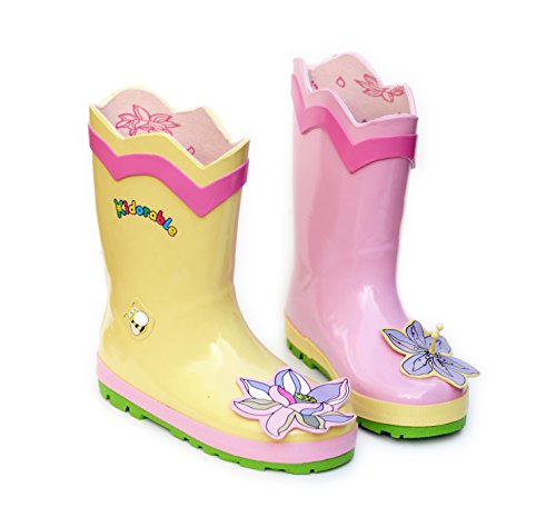 Kidorable Lotus Flower Yellow and Pink Natural Rubber Rain Boots