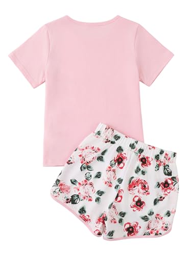 Image of Girl's 2 Piece Outfits Cute Summer T-Shirt and Graphic Shorts Clothing Sets