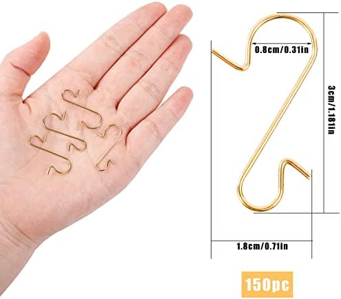 Christmas Bauble Ornament hooks, 150PCS S-Shaped Metal Hanger Xmas Tree Hanging hooks for Christmas Tree Hanging Decoration