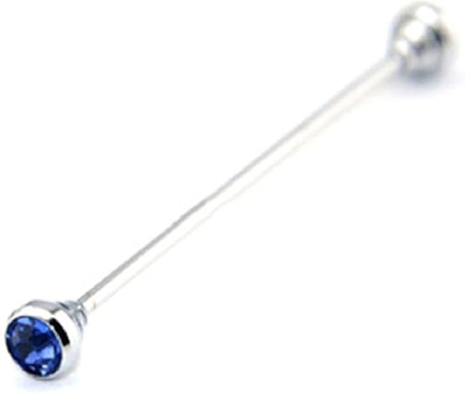 Blue Men's Suit Shirt Barbell Collar Pin Bar Set Tie Clips Lapel Stick - Tie Pins Cufflinks and Shirt Accessories