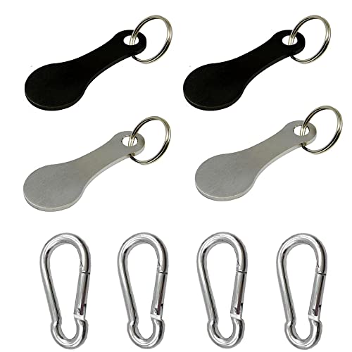 Einkaufswagenlöser aus Edelstahl, 4 Stück Abziehbarer Einkaufswagenchip und 4 Stücke Schlüsselanhänger, Einkaufschip Chip mit Schlüsselring Schlüssel für Alle Einkaufswagen, Trolley Cover