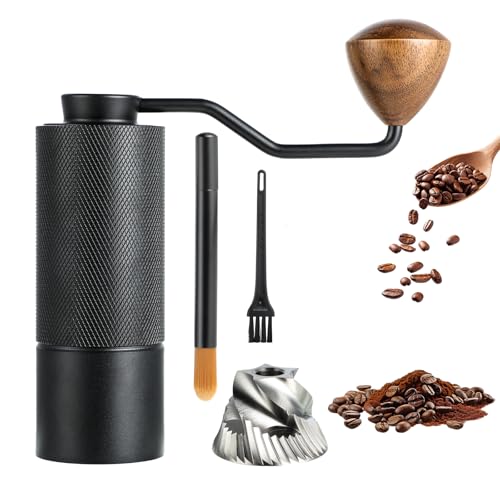 ISHEWUDU - Molinillo de café manual, molinillo de café manual con rebaba cónica de acero inoxidable, molinillo de café de mano portátil y pequeño molinillo de granos de café para espresso a prensa